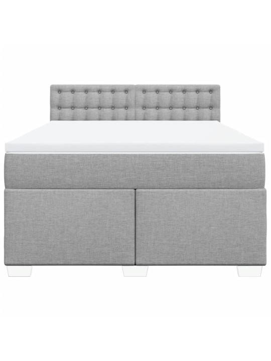 Box spring postel s matrací světle šedá 160 x 200 cm textil
