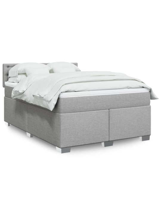 Box spring postel s matrací světle šedá 160 x 200 cm textil