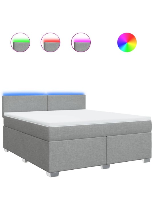 Box spring postel s matrací světle šedá 180 x 200 cm textil