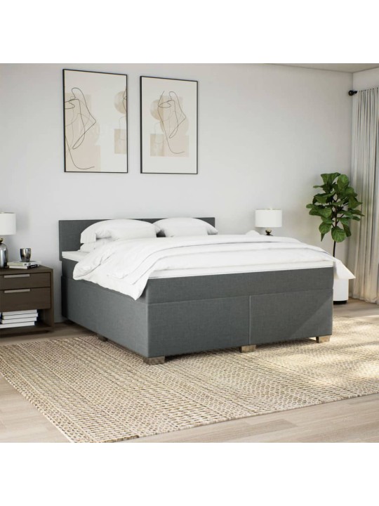 Box spring postel s matrací tmavě šedá 180x200 cm textil