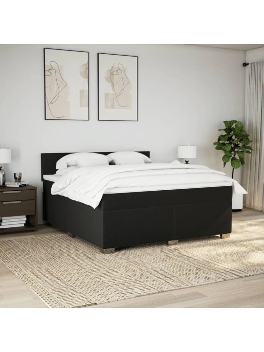 Box spring postel s matrací černá 180x200 cm textil