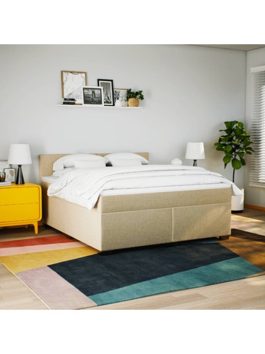 Box spring postel s matrací krémová 180x200 cm textil