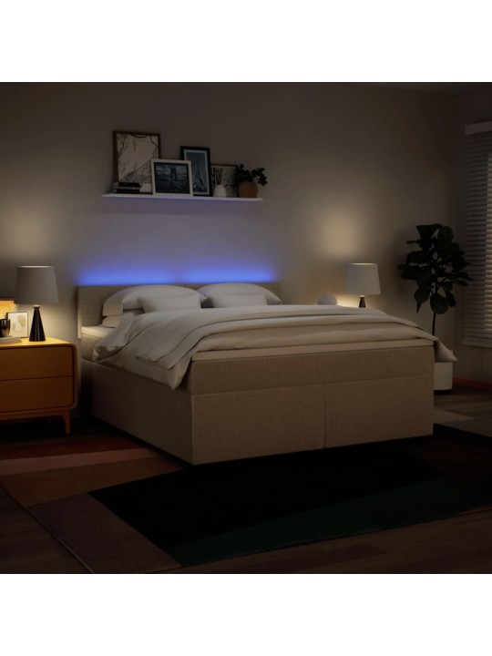 Box spring postel s matrací krémová 180x200 cm textil
