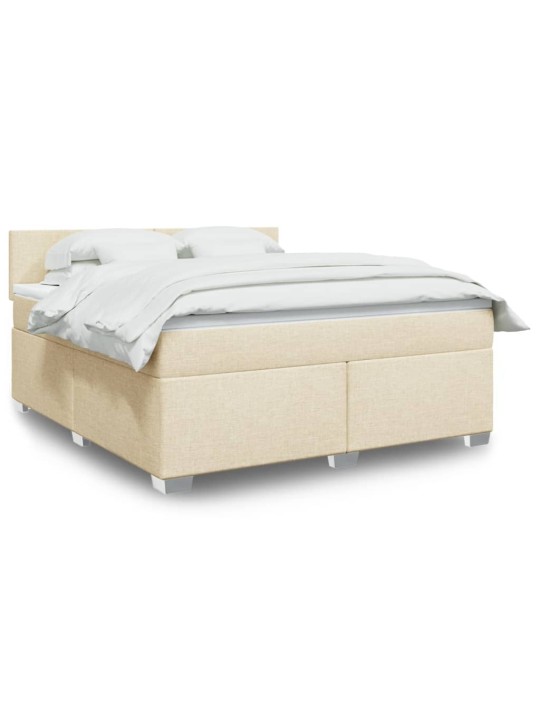 Box spring postel s matrací krémová 180x200 cm textil