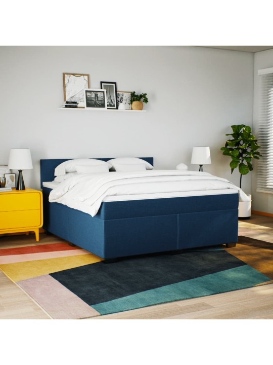 Box spring postel s matrací modrá 180x200 cm textil