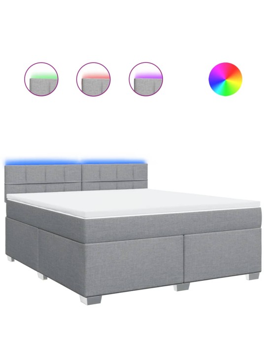 Box spring postel s matrací světle šedá 180 x 200 cm textil