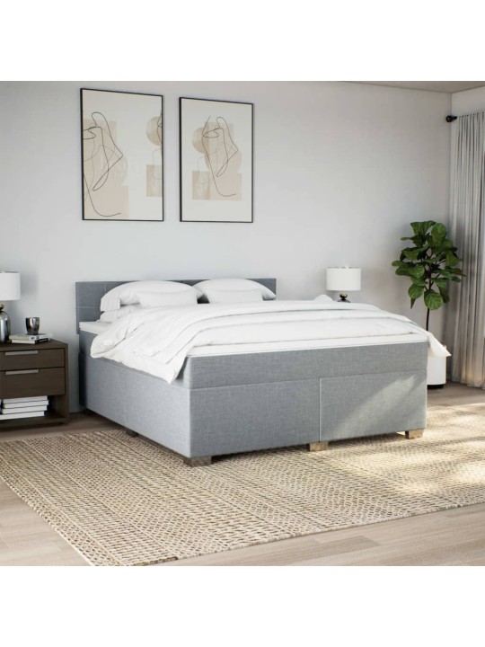 Box spring postel s matrací světle šedá 180 x 200 cm textil