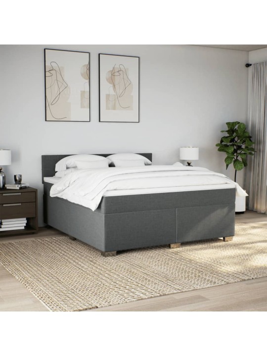 Box spring postel s matrací tmavě šedá 180x200 cm textil