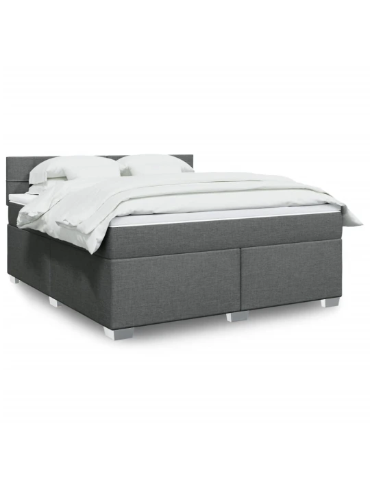 Box spring postel s matrací tmavě šedá 180x200 cm textil