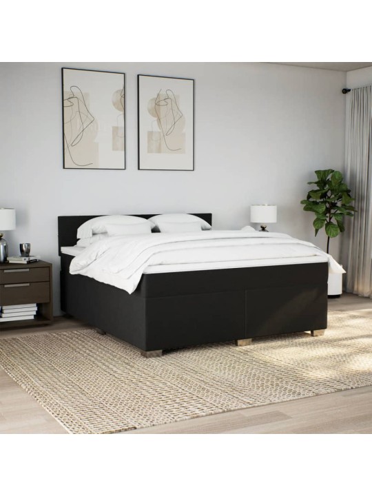 Box spring postel s matrací černá 180x200 cm textil