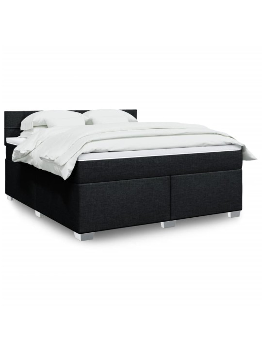 Box spring postel s matrací černá 180x200 cm textil