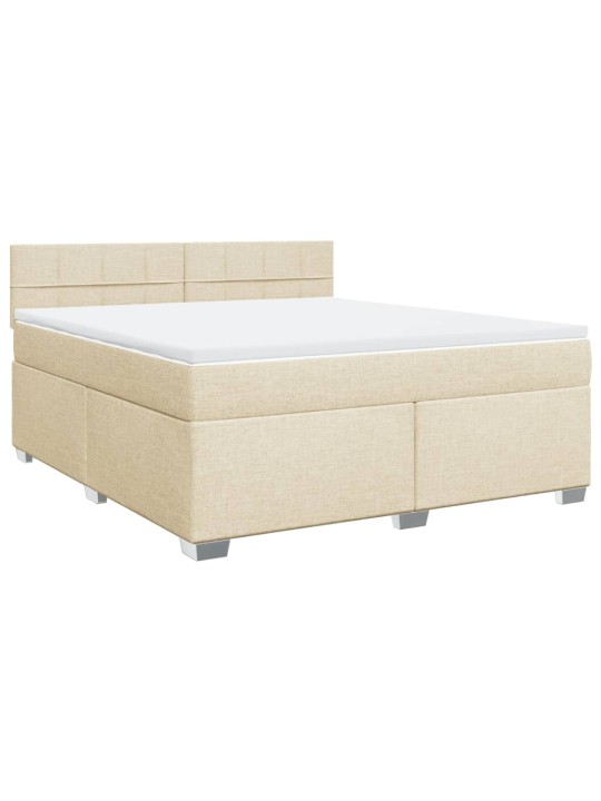 Box spring postel s matrací krémová 180x200 cm textil