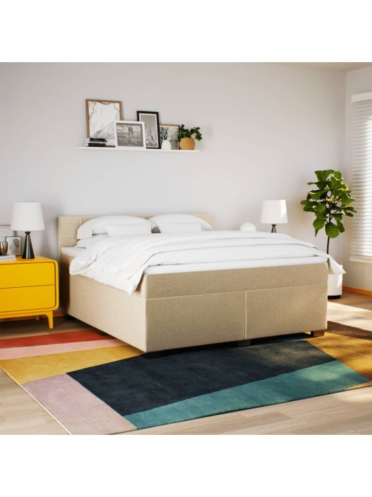 Box spring postel s matrací krémová 180x200 cm textil
