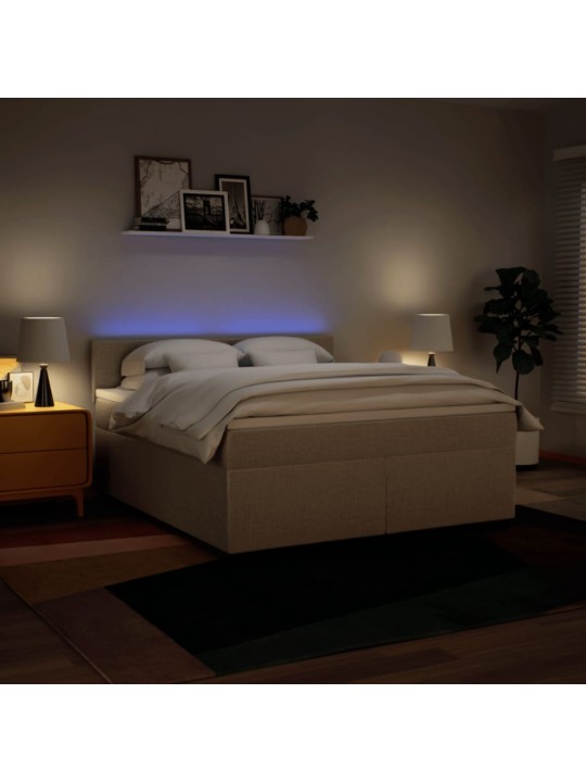 Box spring postel s matrací krémová 180x200 cm textil