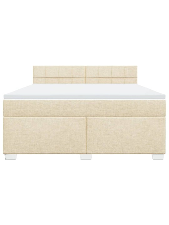 Box spring postel s matrací krémová 180x200 cm textil