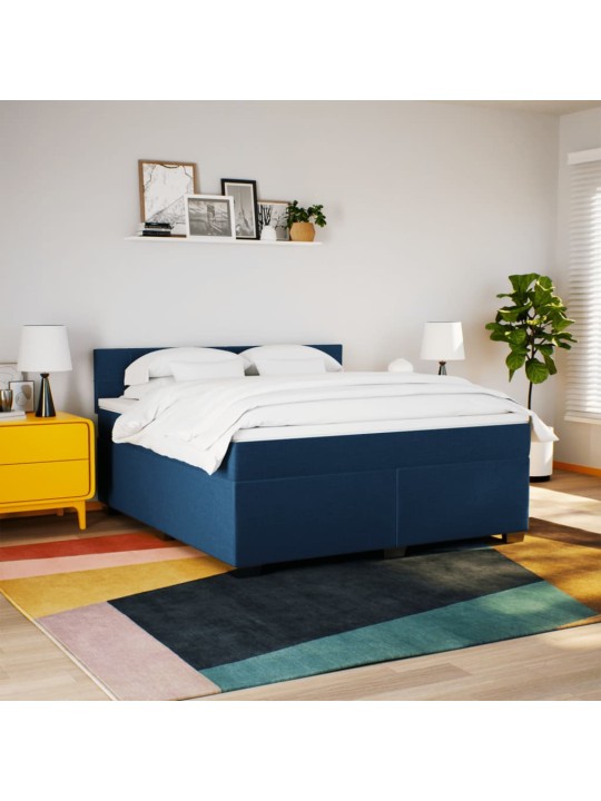 Box spring postel s matrací modrá 180x200 cm textil