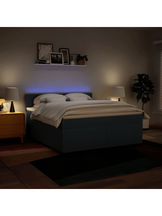 Box spring postel s matrací modrá 180x200 cm textil