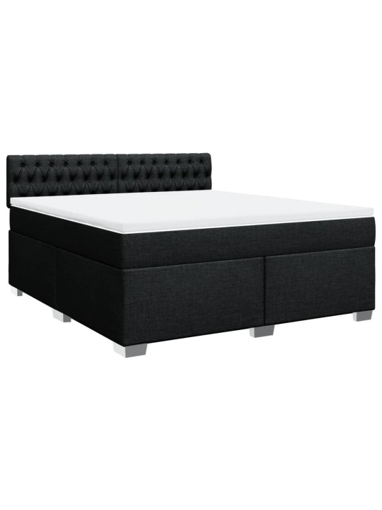Box spring postel s matrací černá 180x200 cm textil