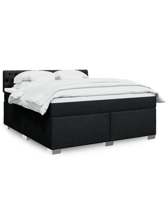 Box spring postel s matrací černá 180x200 cm textil