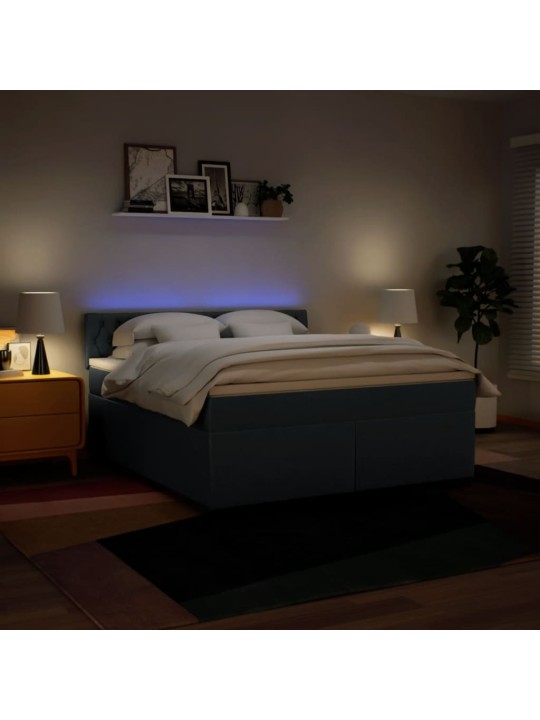 Box spring postel s matrací modrá 180x200 cm textil