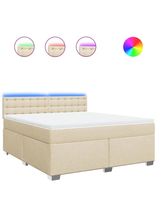Box spring postel s matrací krémová 180x200 cm textil
