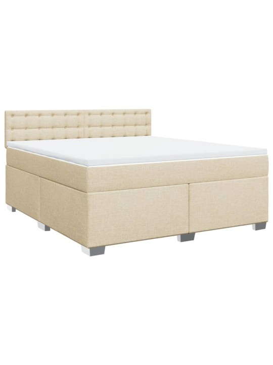 Box spring postel s matrací krémová 180x200 cm textil