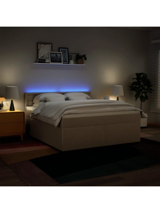 Box spring postel s matrací krémová 180x200 cm textil