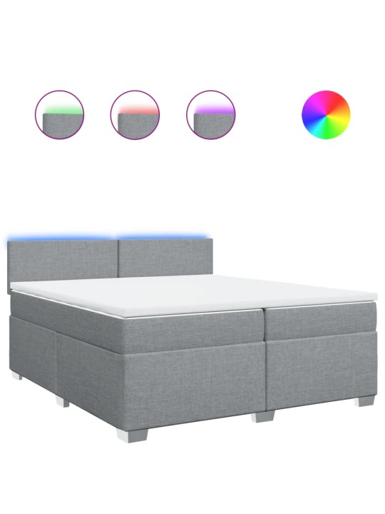 Box spring postel s matrací světle šedá 200 x 200 cm textil