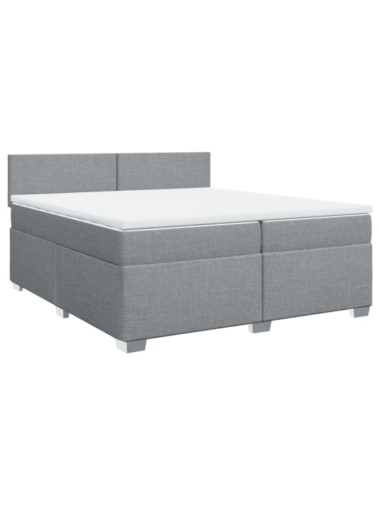 Box spring postel s matrací světle šedá 200 x 200 cm textil
