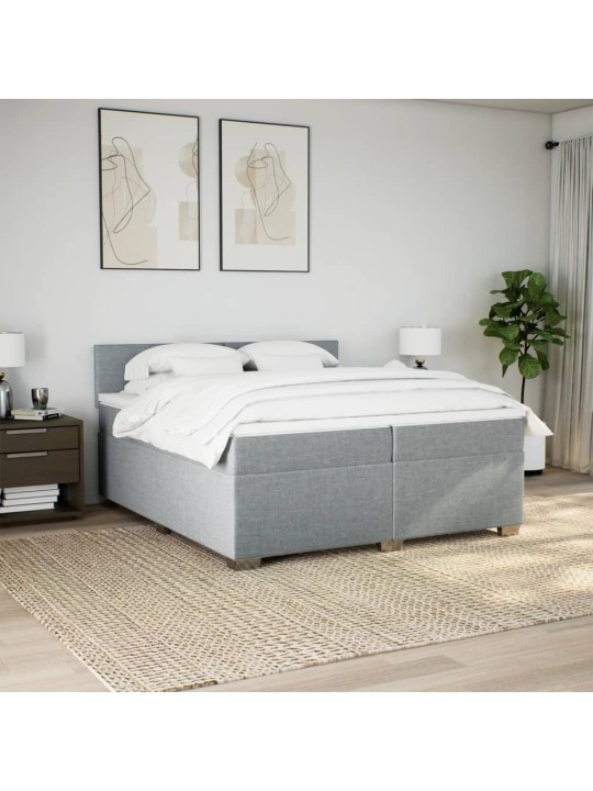 Box spring postel s matrací světle šedá 200 x 200 cm textil