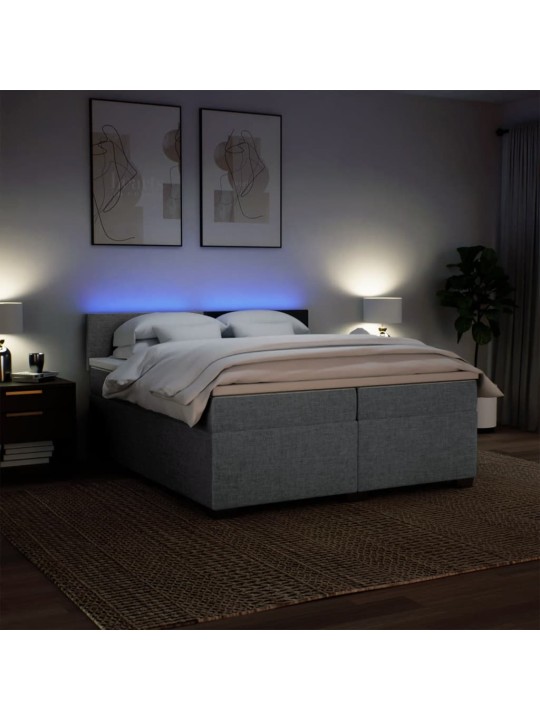 Box spring postel s matrací světle šedá 200 x 200 cm textil
