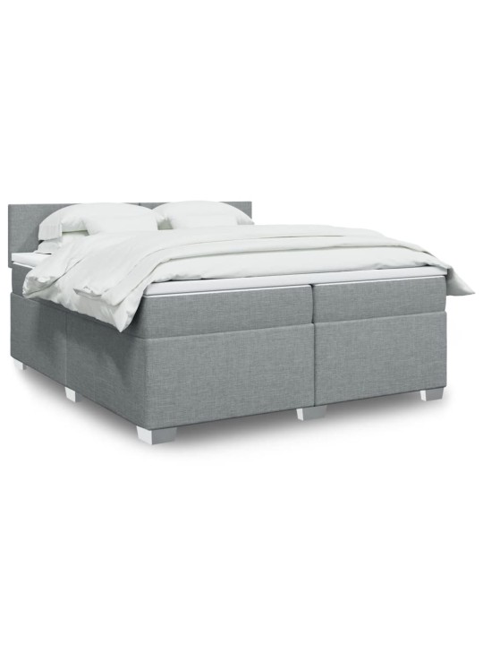 Box spring postel s matrací světle šedá 200 x 200 cm textil