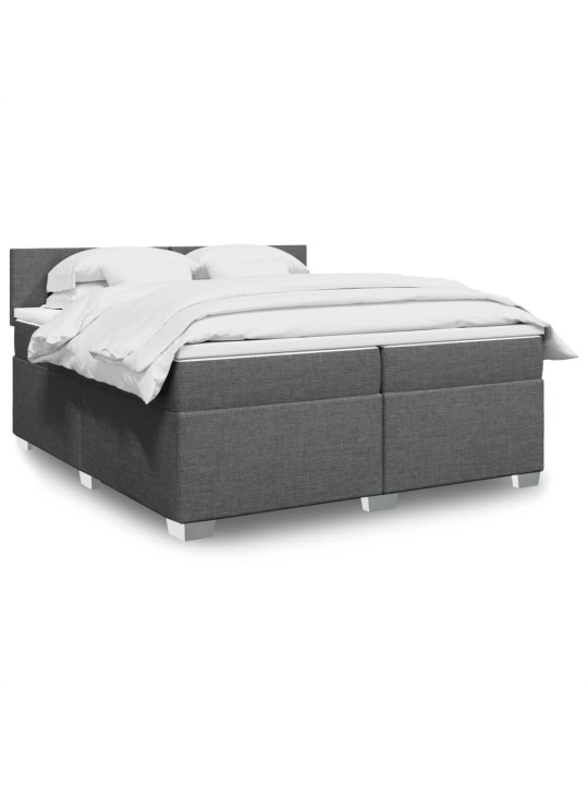 Box spring postel s matrací tmavě šedá 200x200 cm textil