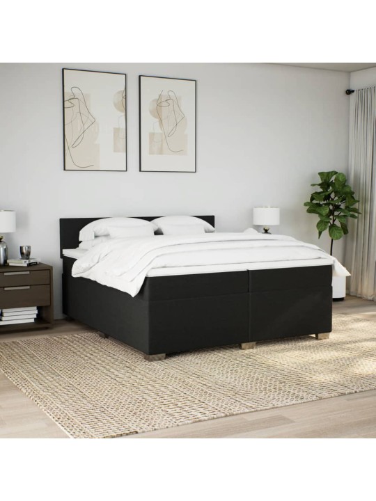 Box spring postel s matrací černá 200x200 cm textil