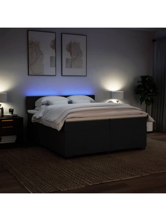 Box spring postel s matrací černá 200x200 cm textil