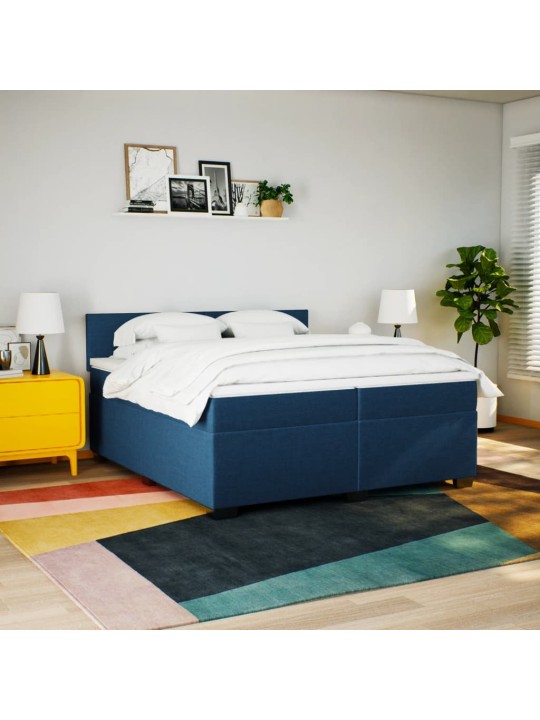 Box spring postel s matrací modrá 200x200 cm textil