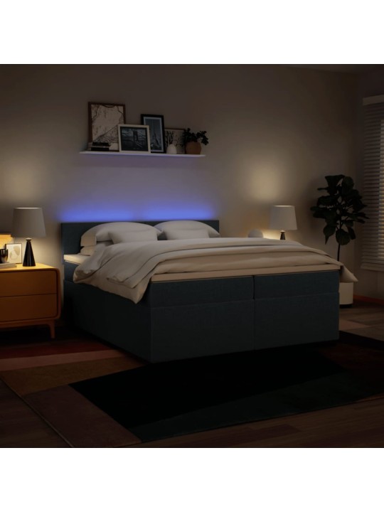 Box spring postel s matrací modrá 200x200 cm textil