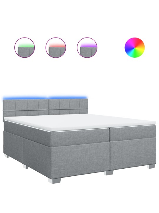 Box spring postel s matrací světle šedá 200 x 200 cm textil