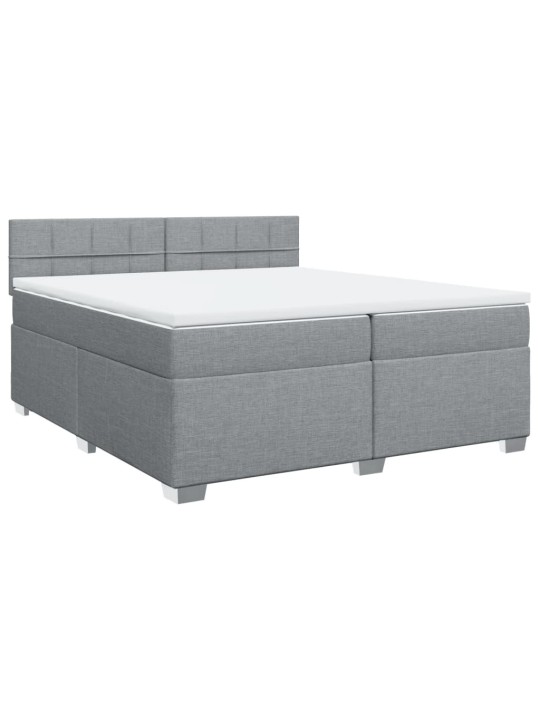 Box spring postel s matrací světle šedá 200 x 200 cm textil