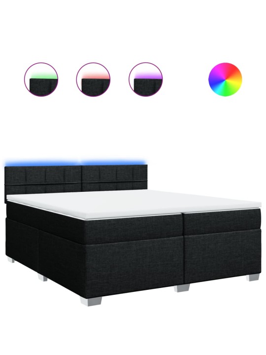 Box spring postel s matrací černá 200x200 cm textil