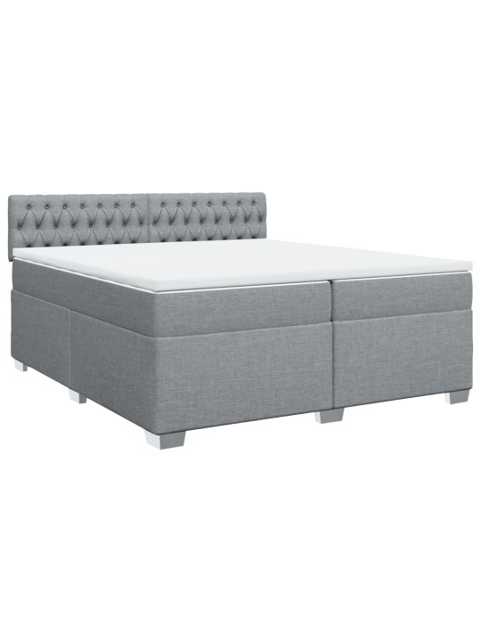 Box spring postel s matrací světle šedá 200 x 200 cm textil