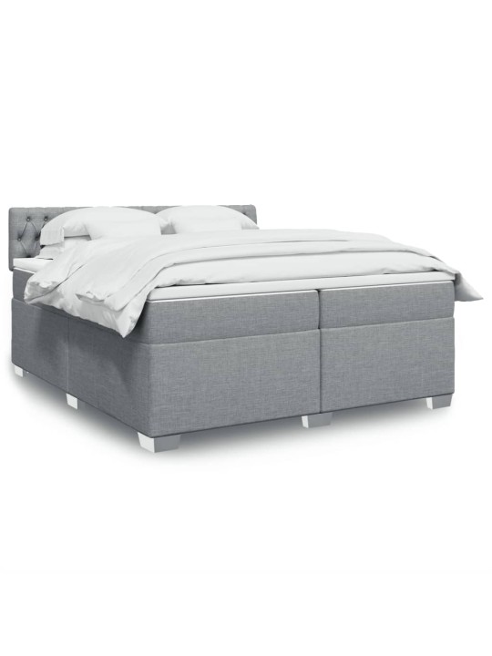 Box spring postel s matrací světle šedá 200 x 200 cm textil