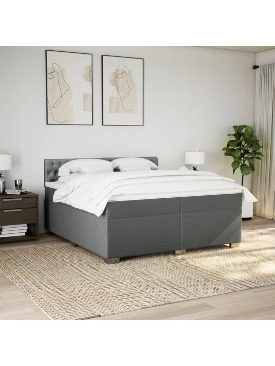 Box spring postel s matrací tmavě šedá 200x200 cm textil