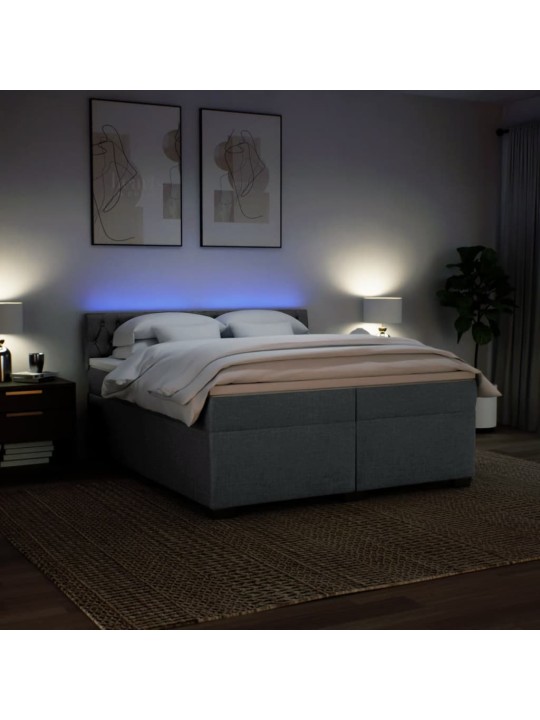 Box spring postel s matrací tmavě šedá 200x200 cm textil