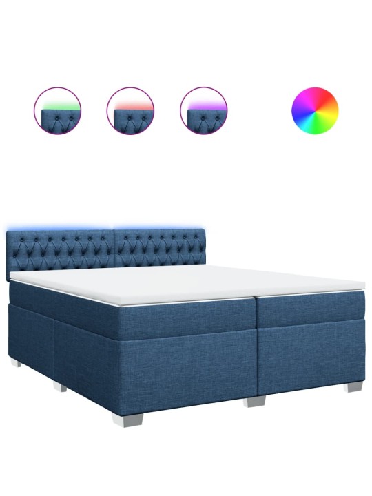 Box spring postel s matrací modrá 200x200 cm textil