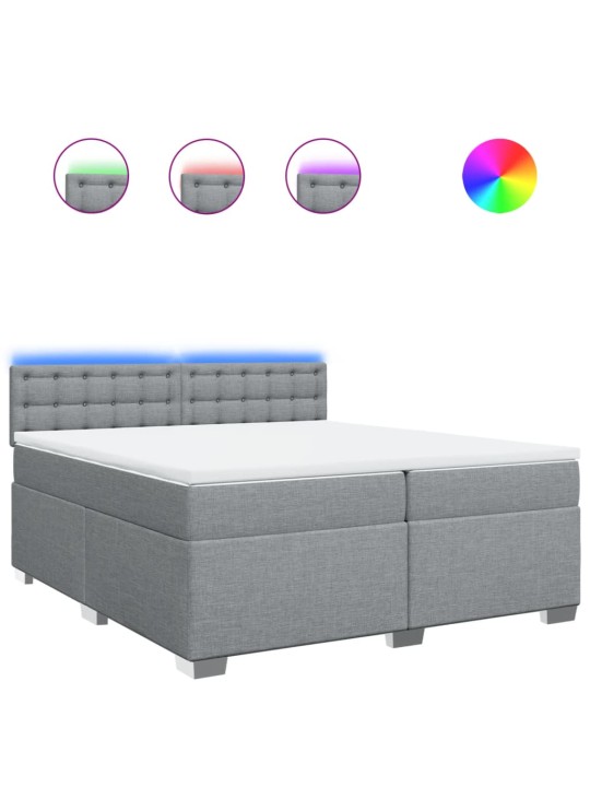 Box spring postel s matrací světle šedá 200 x 200 cm textil