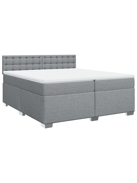 Box spring postel s matrací světle šedá 200 x 200 cm textil