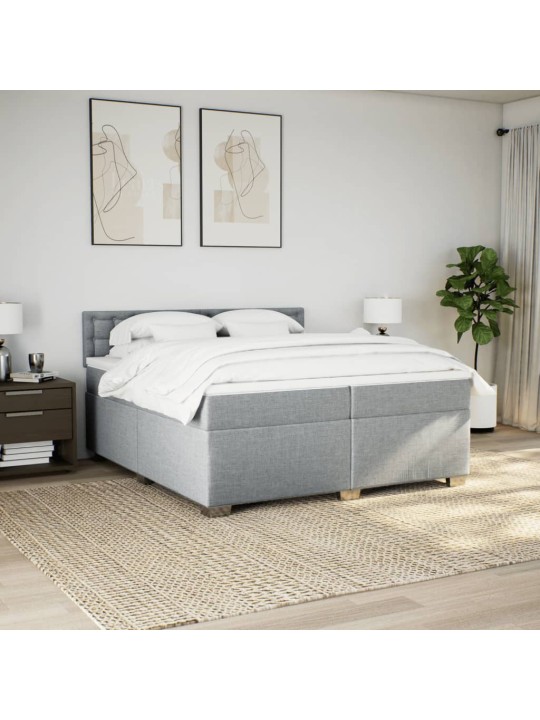 Box spring postel s matrací světle šedá 200 x 200 cm textil