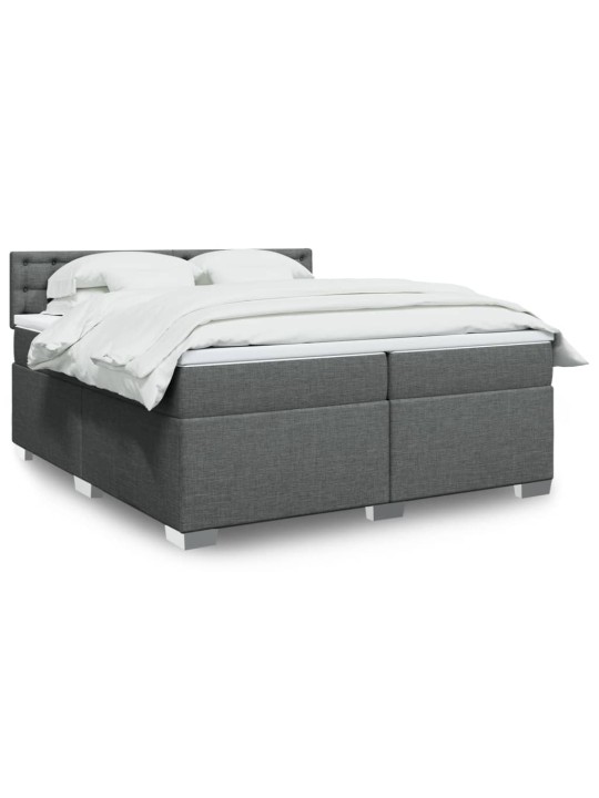 Box spring postel s matrací tmavě šedá 200x200 cm textil