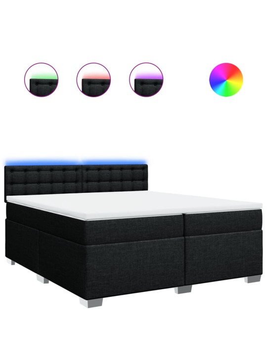 Box spring postel s matrací černá 200x200 cm textil